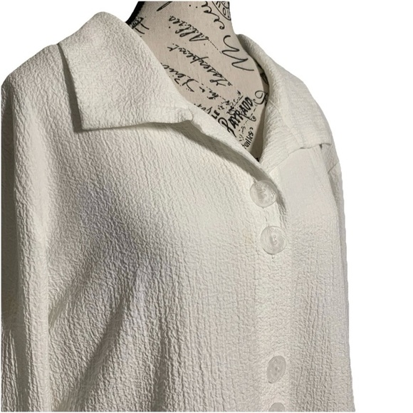 Habitat White Textured Button-Up Shirt Women’s Sz XL Artsy Lagenlook - Picture 5 of 10